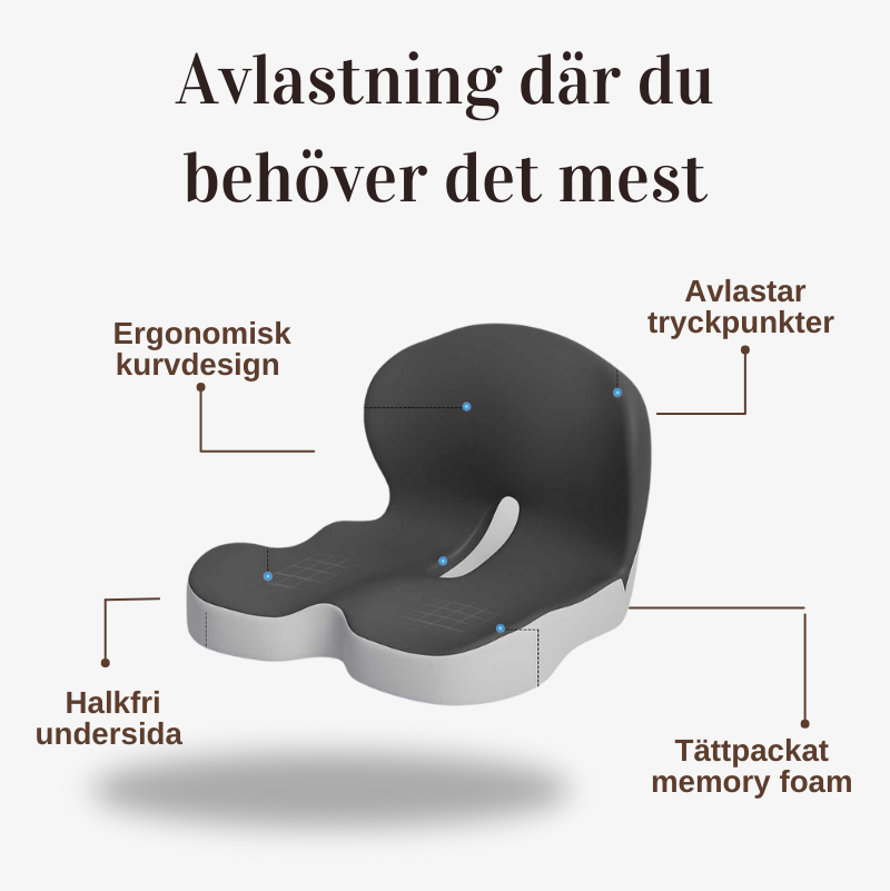 Relaxa™ Sittkudde – Komfort för Rygg, Höft & Svanskota
