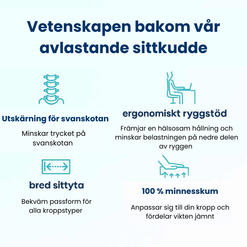 Relaxa™ Sittkudde – Komfort för Rygg, Höft & Svanskota