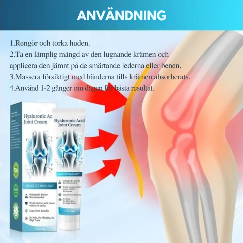 Joint Cream | Kollagen Typ II + Hyaluronsyra Ledkomfortkräm