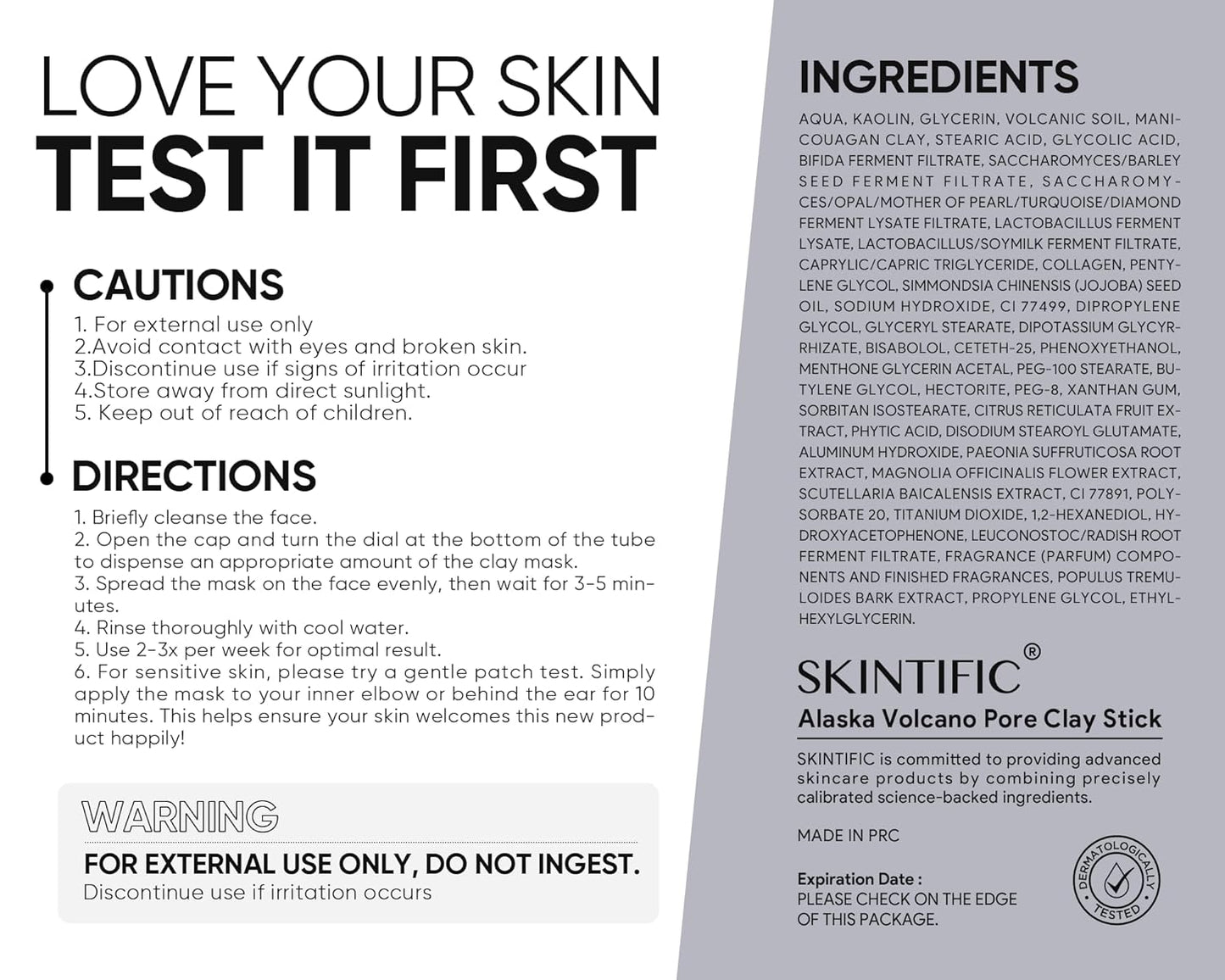 Alaska Volcano Blackhead & Pore Deep Cleansing Clay Mask Stick