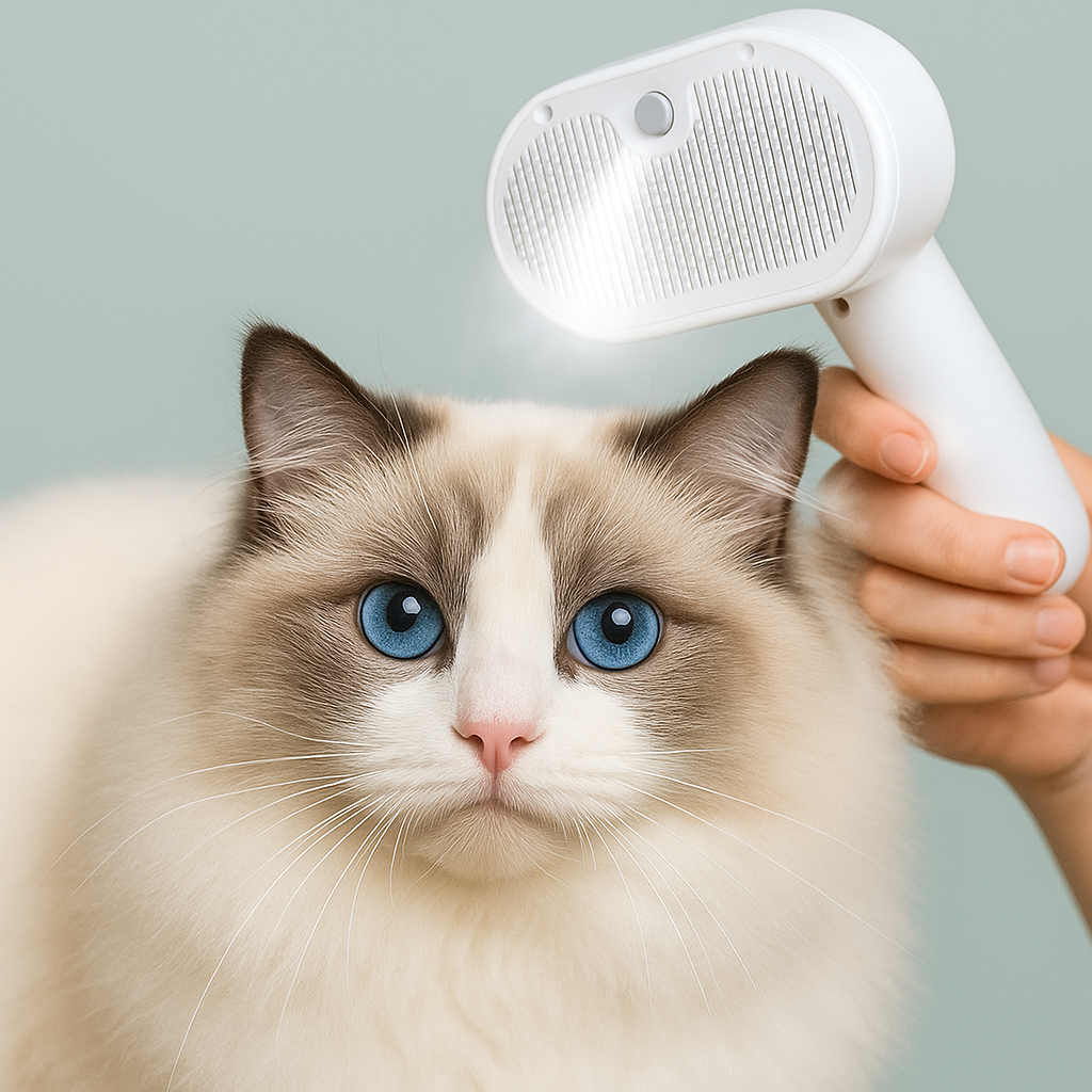 Vårdande ångkam för hund och katt